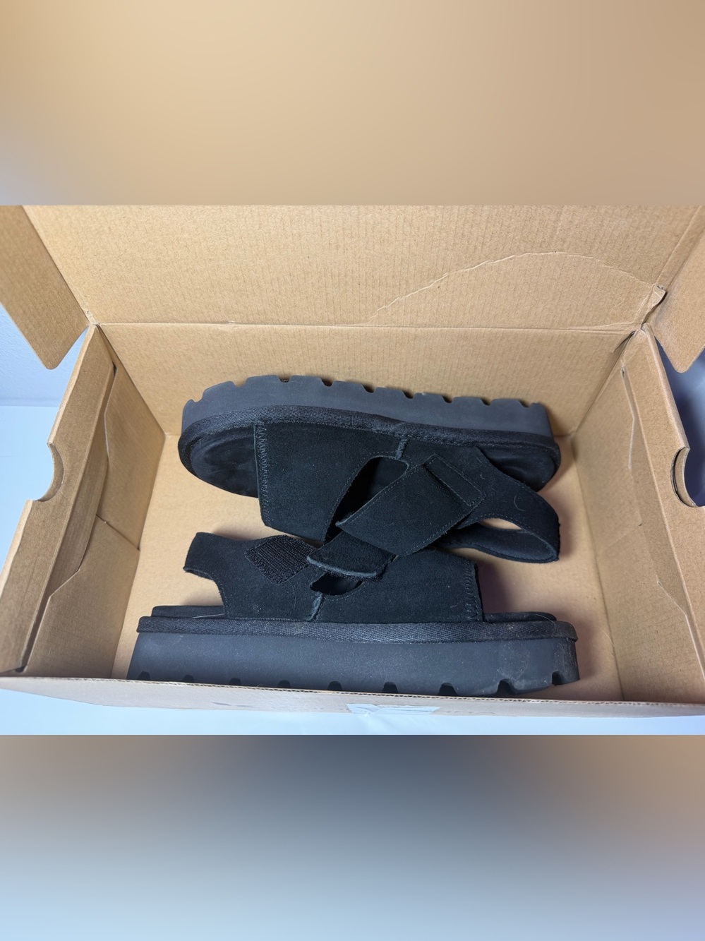 UGG Koolaburra W Tizz Sandal - Black Platform Slide (W/ BLK) Sz 6 - Picture 2 of 14